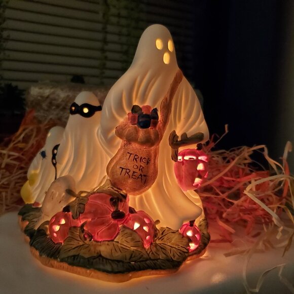 Prettique “Itty Bitty Boo” Vintage 1993 Halloween Porcelain Sculpture Lamp - Picture 1 of 14